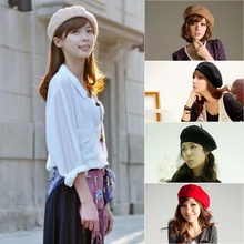 Теплая зимняя женская уличная шапка, женский берет для девочек, одноцветная Женская французская шапка для художника, Женская винтажная шапка s