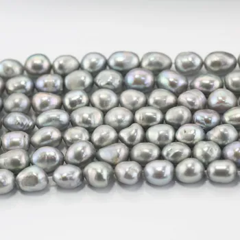 

Genuine wholesale 5strands 11-12mm AA nugget baroque irregular silver gray pearl strands loose beads women lady jewelry DIY