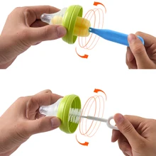 Esponja limpiadora de biberones para niños, cepillo especial giratorio de 360 grados con mango, utensilios de limpieza, 7 unids/lote