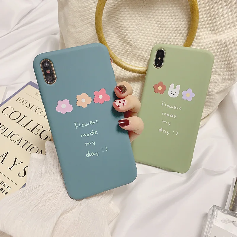 

Cute Cartoon Rabbit Flower Phone Cases Silicone TPU Cover for iPhone 11 Pro Max X XS Max XR case For iphone 8 7 6 6s Plus Fundas