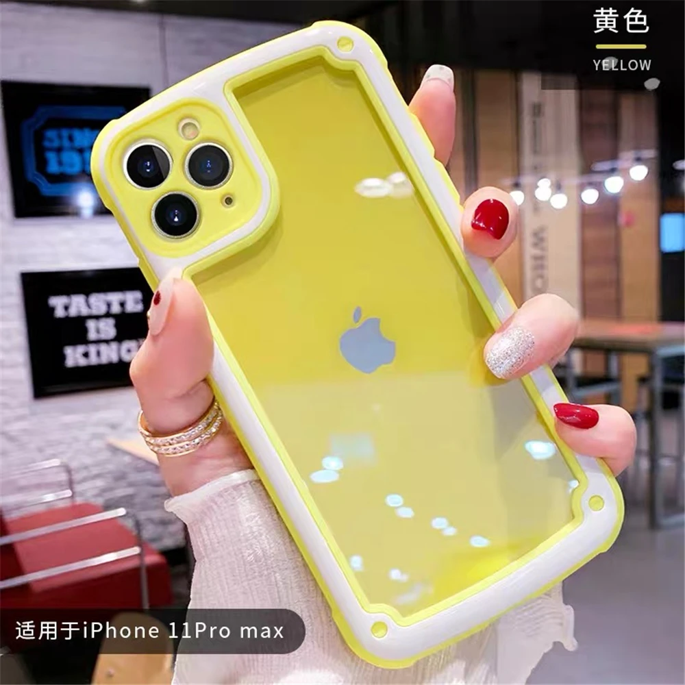 Модный противоударный чехол-бампер для iPhone 11 Pro Max XS X XR 8 7 6 Plus SE 2020 яркий однотонный