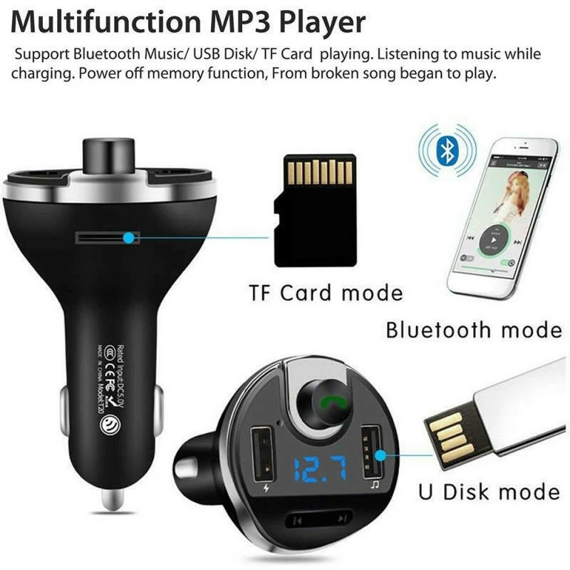 Bluetooth в автомобиле беспроводной fm-передатчик MP3 радио адаптер автомобиля 2 USB зарядное устройство AU