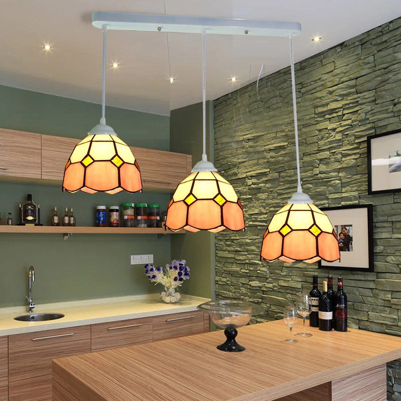 

Mediterranean Tiffany Style Stained Glass Pendant Light For Bar Dining Room Coffee Hanging Lamp E27 110-220v hanging lamp