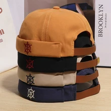 Novelty Fold Skullcap Retro Men Sailor Cap Women Warm Rolled Cuff Bucket Cap Brimless Hat Adjustable Autumn Hat Bonnet Beanies