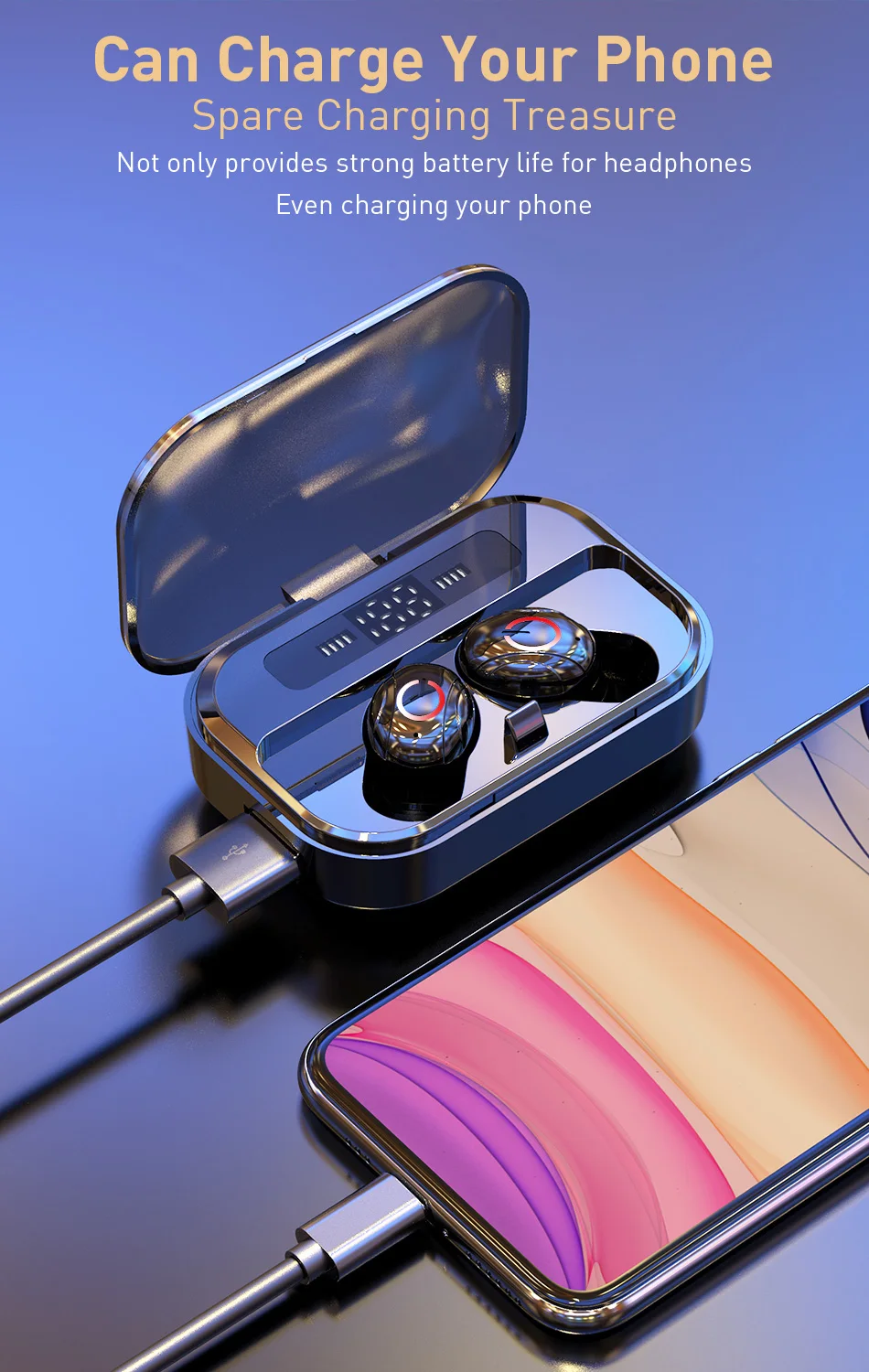 Ottwn T8 TWS Bluetooth 5,0 беспроводная гарнитура Спортивная стереогарнитура с микрофоном цифровой дисплей поддержка для всех смартфонов