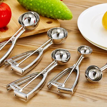 

Stainless Steel Ice Cream Spoon Cookie Dessert Food Scoop Scooper Cream Dipper Melon Baller with Trigger Release Ice Cream Spoon