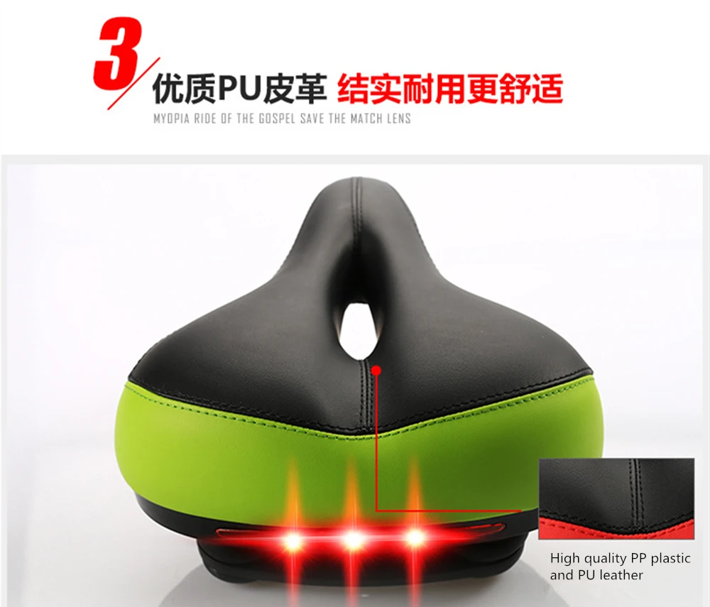 Bicycle Saddle with Tail Light Thicken Breathable Widen MTB Bike Saddles Soft Comfortable Bike Hollow Cycling Bicycle Saddle