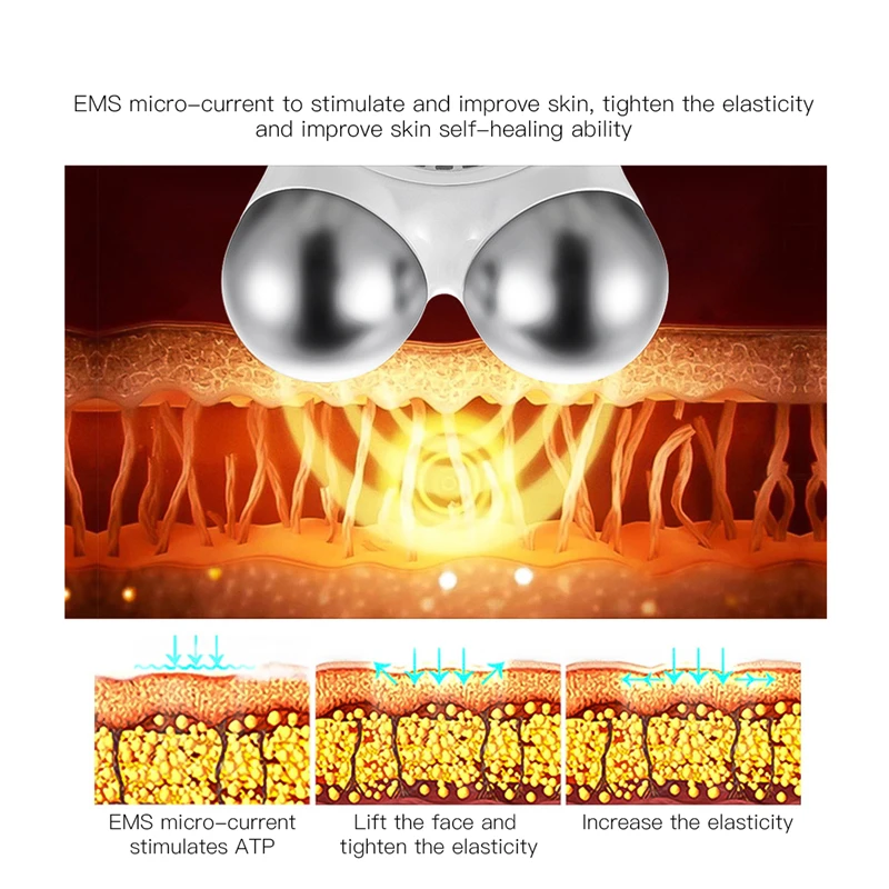 EMS Microcurrent Facial Massager 3D Roller Face Lift Tighten Slimming Anti Aging Wrinkles Puffiness Removal Beauty Machine 48
