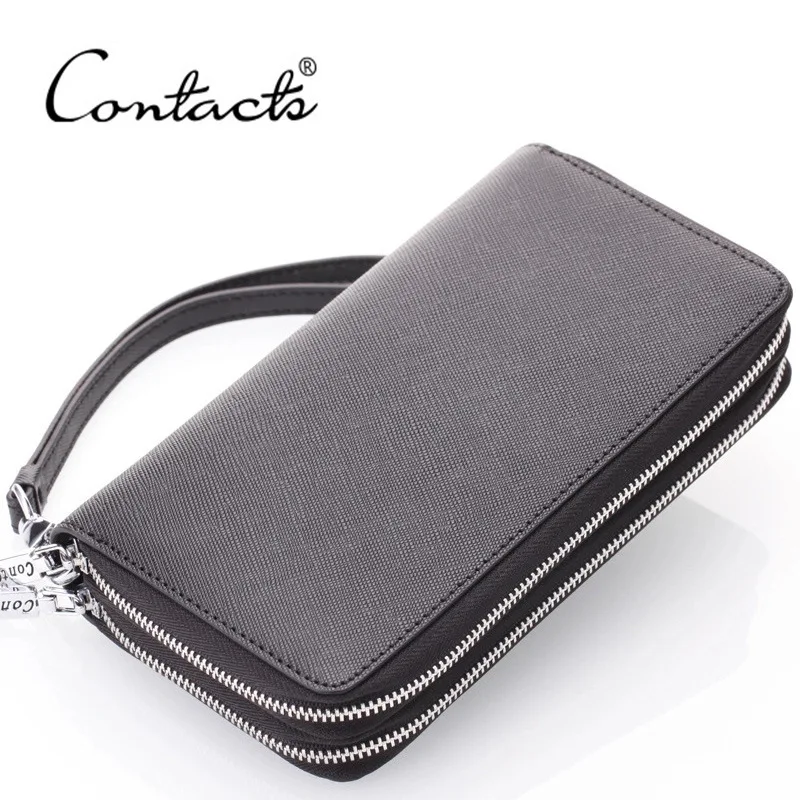 

PLUS exclusive lady's wallet with cross-grain Leather Double Zipper handbag with pocket purse multi-function key bag