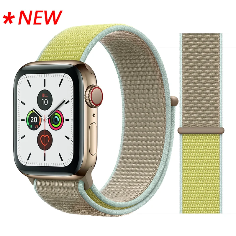50 Camel Нейлон Ремешок для наручных часов Apple Watch серии 3/2/1 38 мм 42 мм мягкий нейлон дышащий сменный ремешок Спортивная петля для наручных часов iwatch серии 4 40 мм 44 мм - Цвет ремешка: 50 Camel