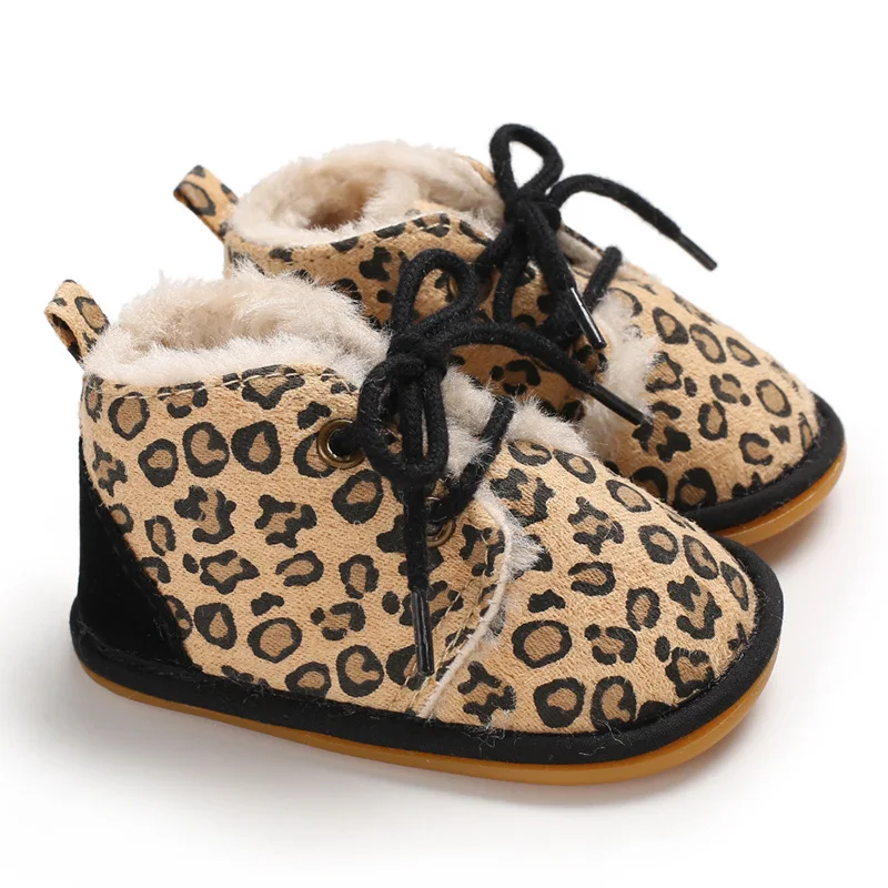 Unisex Toddler Shoes Boy Soles Thicken Babies Shoes for Baby Girl Cotton Fabric Winter Newborn Infant Baby Girl Boots - Цвет: Leopard