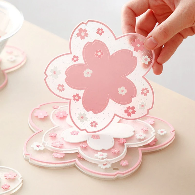 Japanese Style Cherry Blossom Insulation Table Mat Silicone Table Mat Girl Heart Cute Non-slip Bowl Mat Tea Coaster Place Mat
