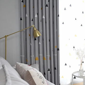 

Nordic Linen Curtains for Living Room Bedroom Wind Modern Geometric Simplicity Window Shade Curtain Ceiling Installation