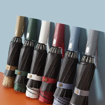 

Windproof Automatic Folding Inverted Umbrella,10 Ribs Portable Reverse Umbrella with Reflective Stripe Teflon Umbrella Paraguas