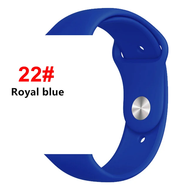 Спортивный мягкий силиконовый ремешок для Apple Watch, ремешок 44 мм, 40 мм, серия 5, 4, браслет для часов iWatch, ремешок 38 мм, 42 мм, 3, 2, 1, аксессуары - Цвет ремешка: 22 Royal Bule