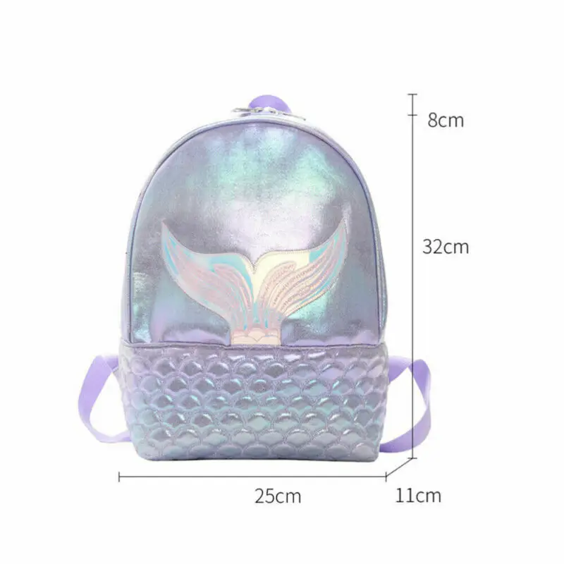 Girls Glitter Mermaid Backpack School Book Shoulder Bag Rucksack For Girls Kids PU Travel Laser Backpacks 3