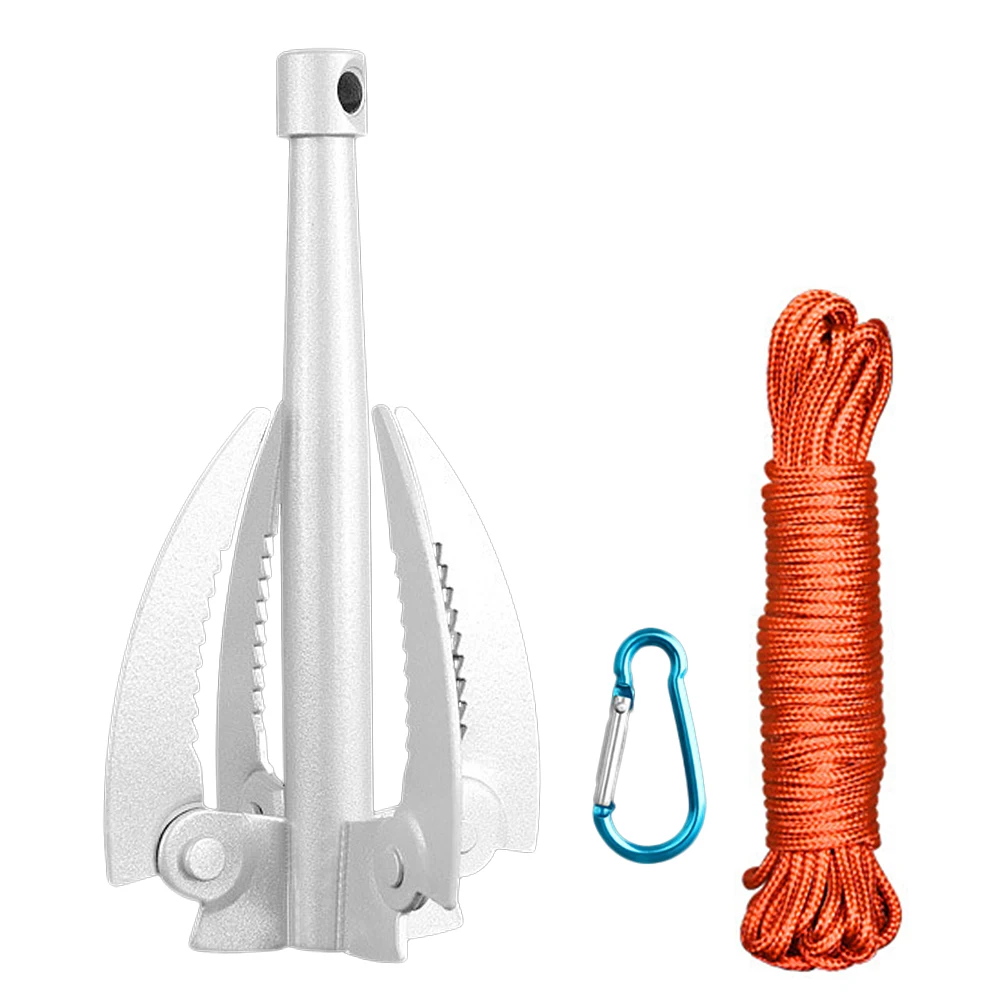 Outdoor Fishing Mowing Hook 4 Claws Folding Plants Rake Weeding Grass Remover Fishing Tackle Gift Carabiner