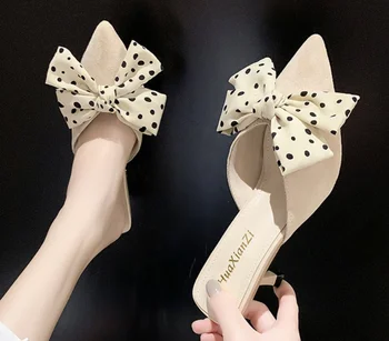 

Breathable Summer Classic Mules Shoes Slides PU Leather Outdoor Slipper Platform Woman Pointed toe Shoes Sandals