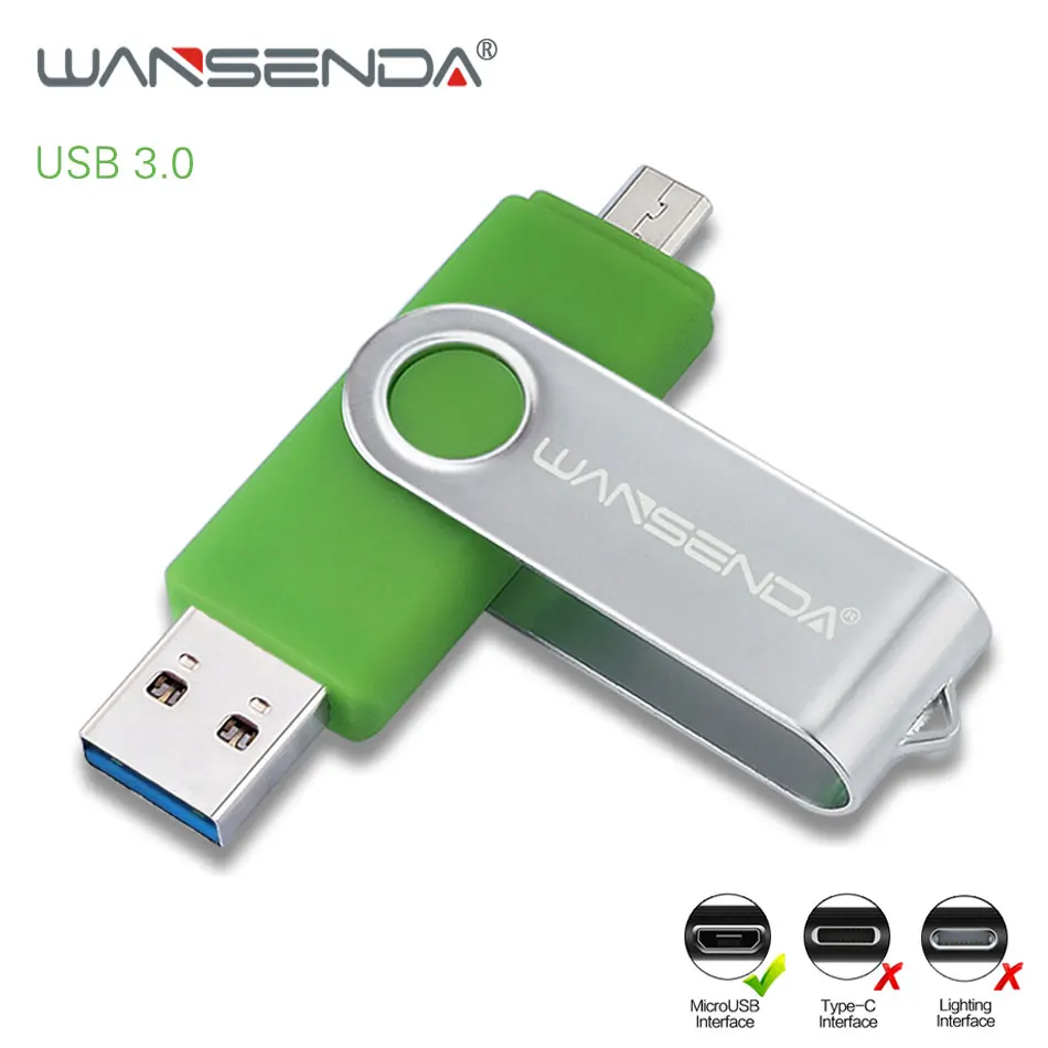 WANSENDA металлический USB флеш накопитель OTG usb 3 0 и Micro Pen Drive 256 ГБ 128 Гб 64 32 Pendrive 2 в 1