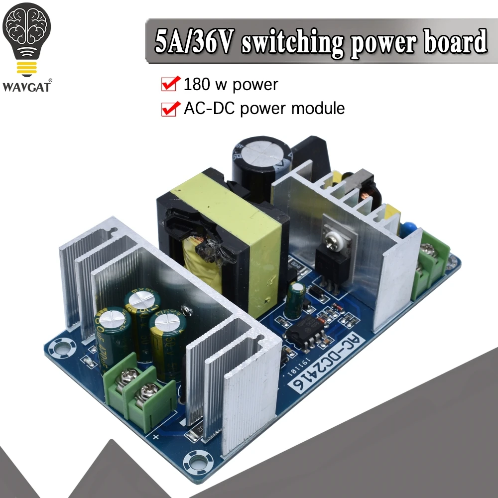 Oumefar Modulo Alimentatore Switching AC 100-240V A DC 36V 5A 180W - Scheda Di Conversione Con Protezioni, Dissipatore Di Calore