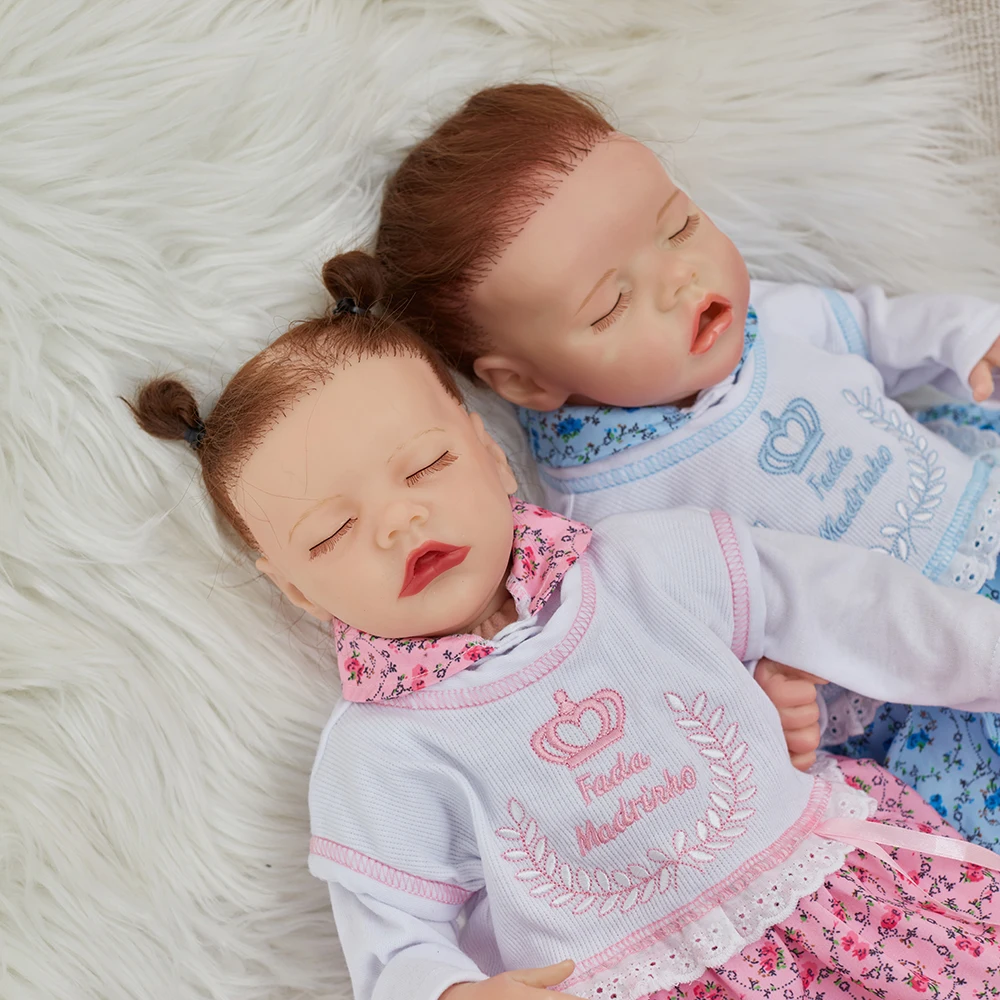 

New Twins Reborn Baby 43CM Soft Body Bebe Reborn Dolls For Children Birthday Gift Toy