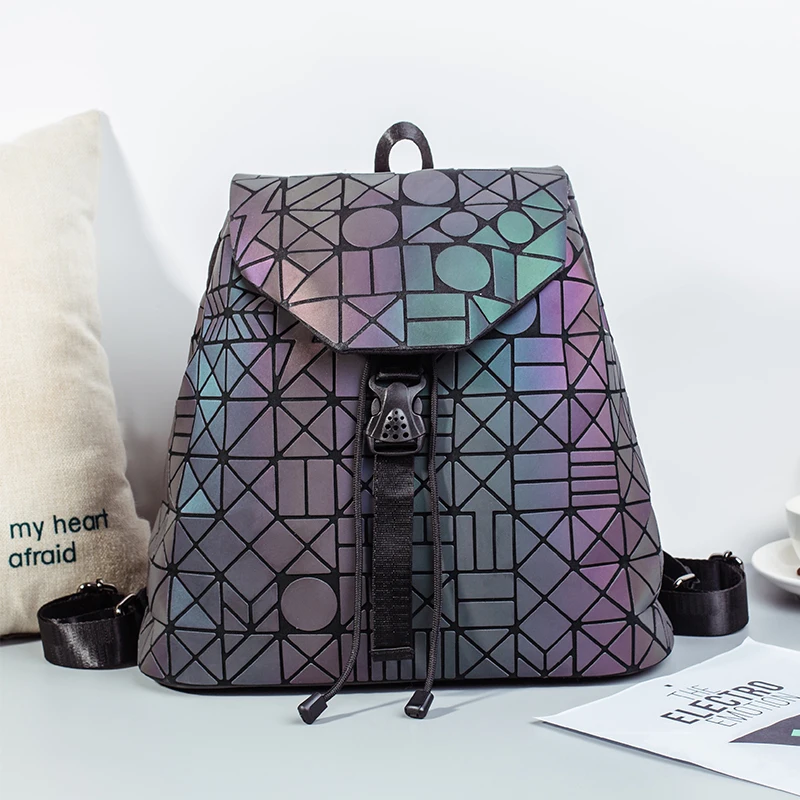LOVEVOOK, женский рюкзак, школьная сумка для девочек-подростков, большая вместительность, складной, геометрический, Светящийся рюкзак, голографический, освежающий