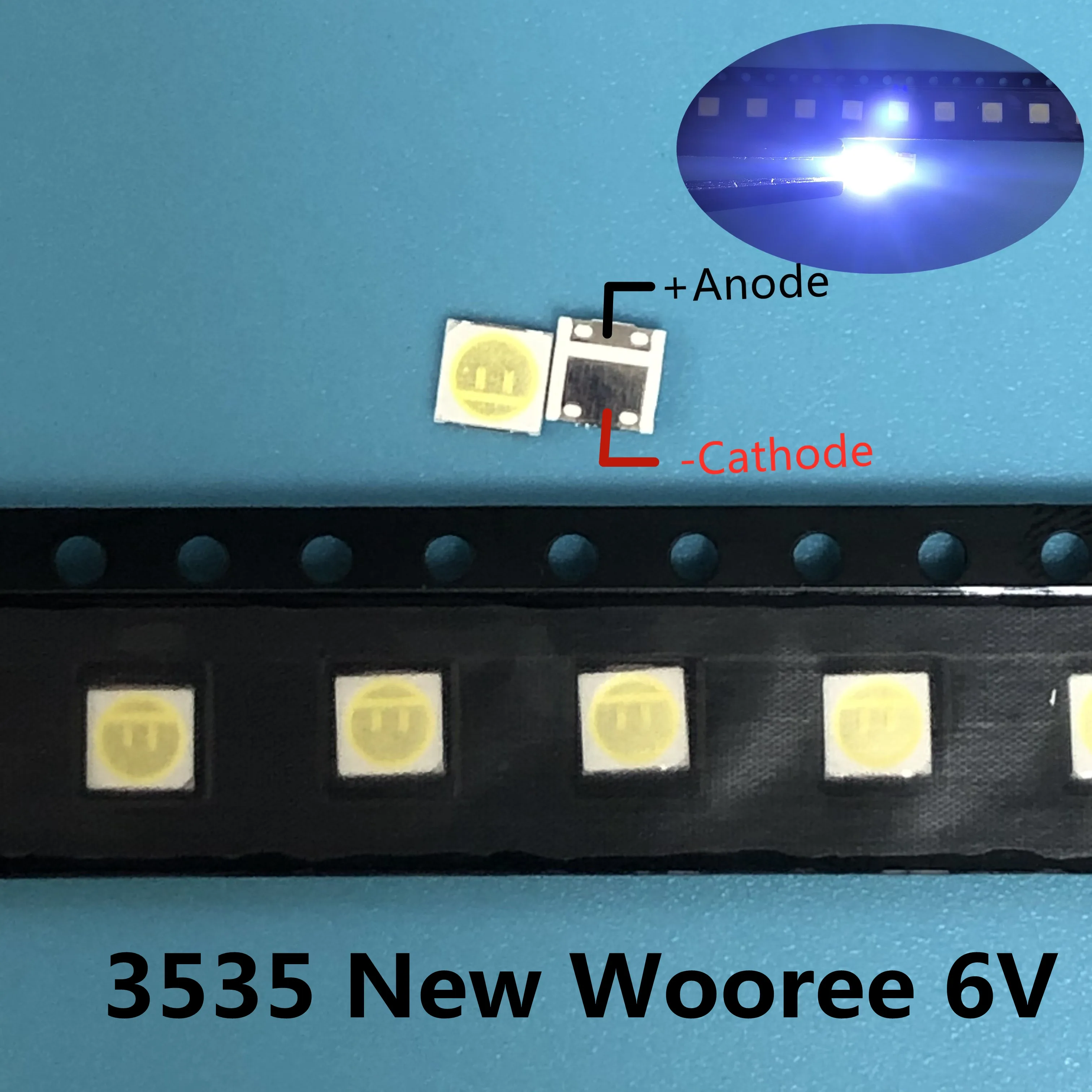 500PCS WOOREE LED Backlight 2W 6V 3535 150LM Cool white WM35E2F-YR09B-eA LCD for TV Application | Лампы и освещение
