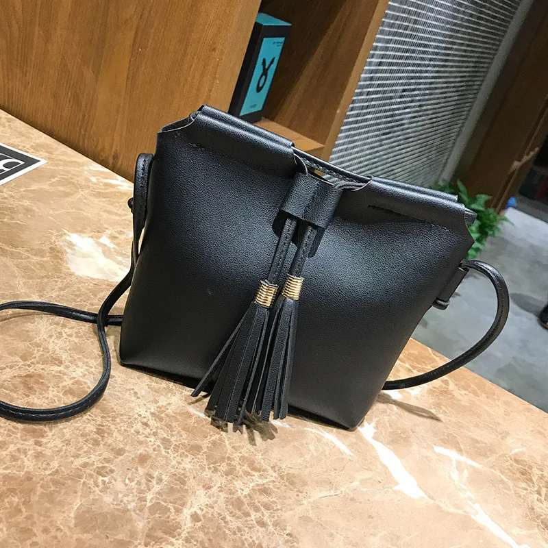 

2018 New Style WOMEN'S Bag Europe And America Fashion Double Tassels Bucket Bag Women's Shoulder Shoulder Bag Hand Bag