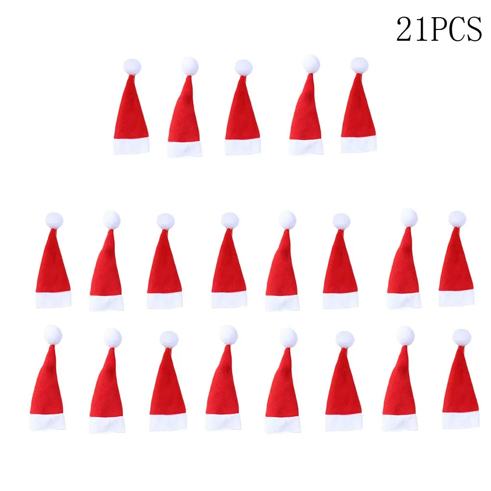 

21PCS Christmas Decorative Tableware Fork Set Christmas Hat Storage Tool Christmas Decorations For Home Navidad C3096
