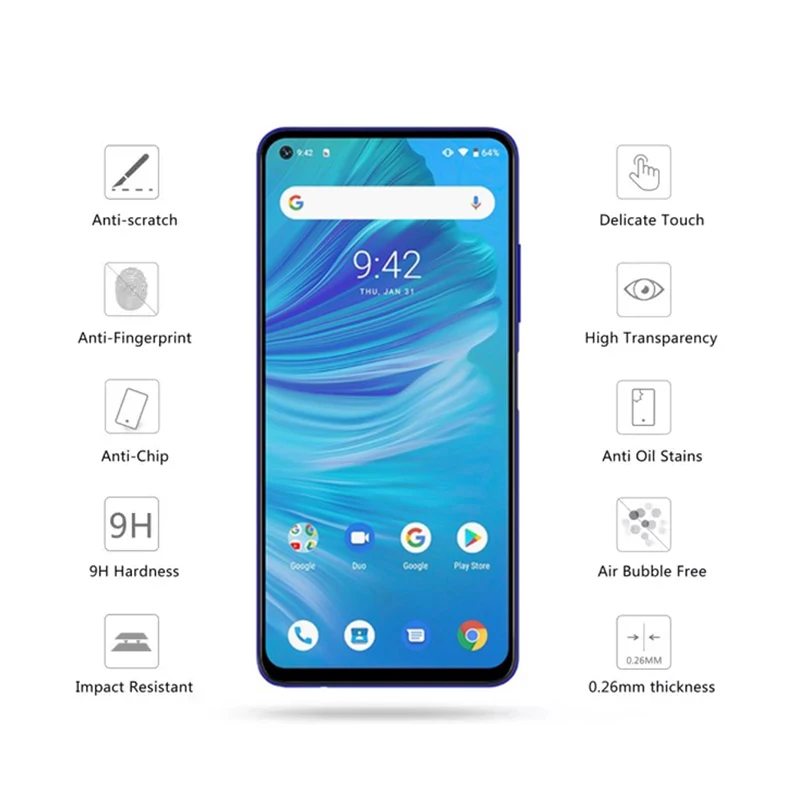 Закаленное стекло для UMIDIGI power 3/UMIDIGI F2 6,5" 9 H 2.5D защитная пленка взрывозащищенное прозрачное защитное покрытие ЖК-экрана