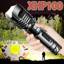 Lampe torche à main tactique et étanche, torche à haute puissance, Rechargeable par USB, XHP100, 300000 LM, pour Camping, chasse, 18650