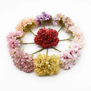 

6 Pieces Mini Chrysanthemum bouquet Artificial flowers Home decoration accessories Wedding Diy Girl headdress Decorative flowers