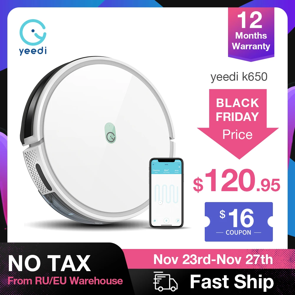 Yeedi k650 robô aspirador de pó 2000pa sucção varrendo esfregar 3in1 inteligente rota wifi app controle carga automática limpeza a seco molhado|Aspiradores de pó| - AliExpress