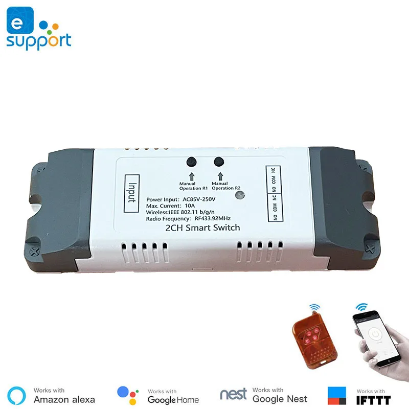 Умный дом автоматизация WiFi 2 канальный переключатель Inching Блокировка само модуль