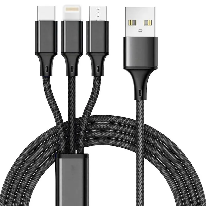 Топ 1 упаковка мульти USB кабель-3 в 1 зарядный кабель с нейлоновой оплеткой 4 фута(1,2 м) алюминиевый разъем usb зарядный шнур совместим с iP