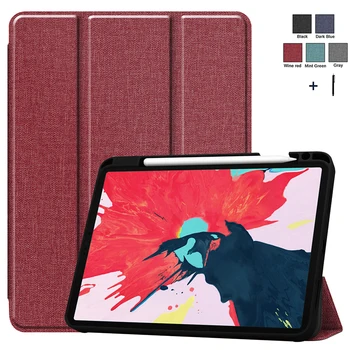 

Pen Holder Case For iPad Pro 11 inch 2020 Cloth Pattern Wake Sleep Flip Leather Stand Cover Coque +Stylus