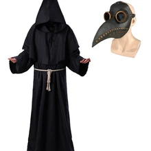 Чумной доктор Христос костюмы Для мужчин монах Косплэй маска Чумного доктора стимпанк халат Priest ужас мастер Хэллоуин ведьмы Для женщин Для ...