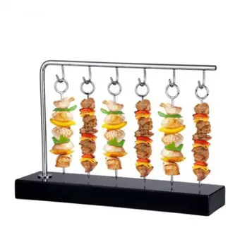 

Stainless steel rectangular marble base grill kebab shelf snack rack food display rack fruit plate