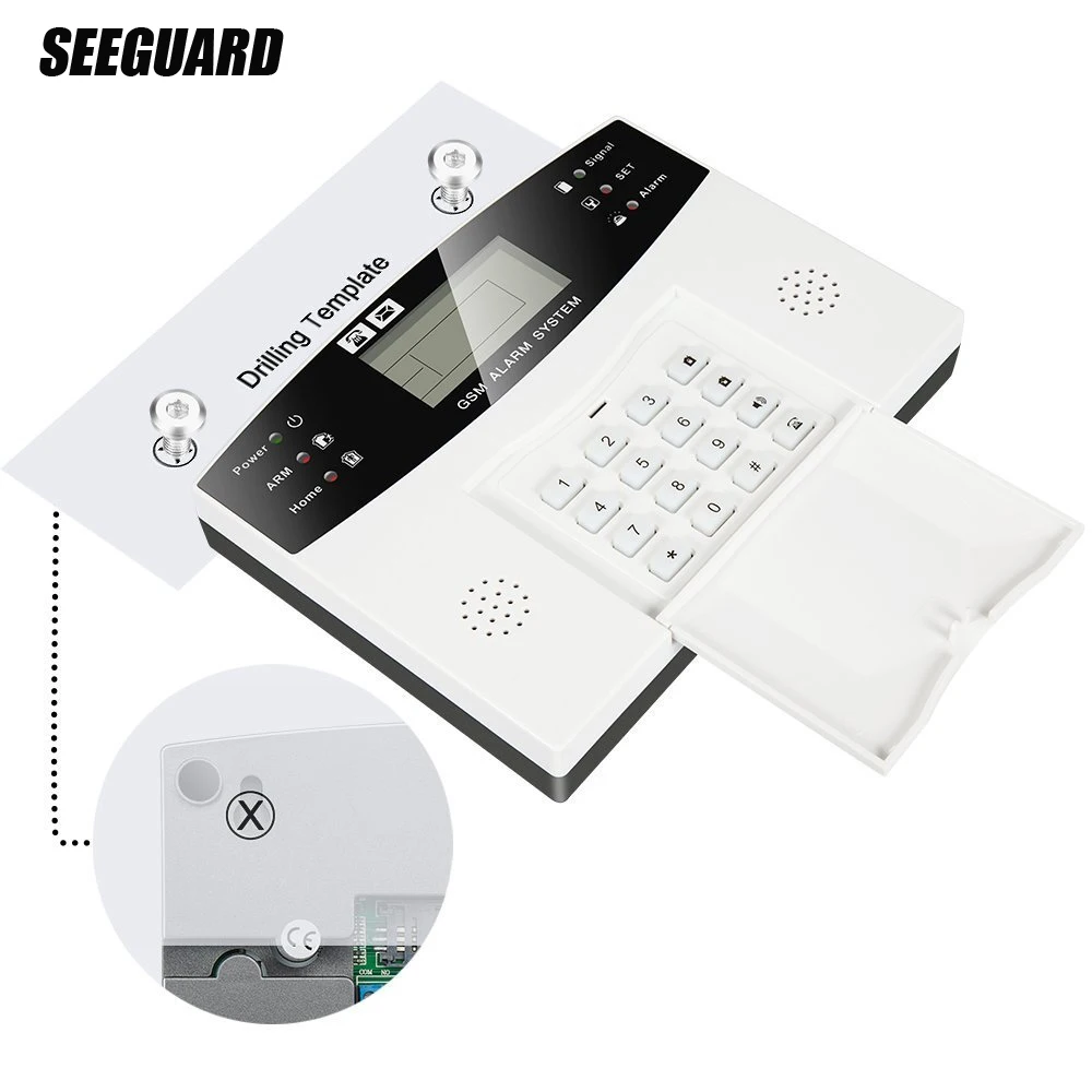 SEEGUARD домашняя сигнализация система безопасности GSM комплект дистанционного управления интеллектуальный светодиодный дисплей голосовые подсказки 120дБ сирена