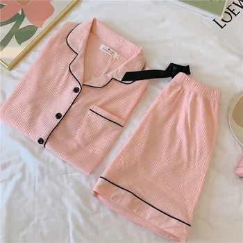 

Solid Pajamas for Women Cotton Pyjamas Women Shorts and Top Female Sleepwear Teenage Girls Clothes Pijama Mujer Verano Home Suit