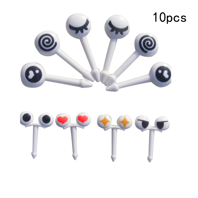 10pcs eye 6/10 шт. Bento животных Еда фрукты выбирает вилки Коробки для обедов дома Кухня питания - Цвет: 10pcs eye
