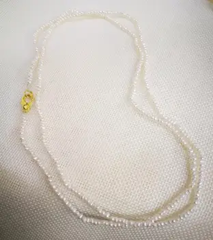 

80cm 125cm 160cm 30'' 50'' 64'' 2mm white pearl necklace gold clasp Freshwater PEARL Women Jewelry