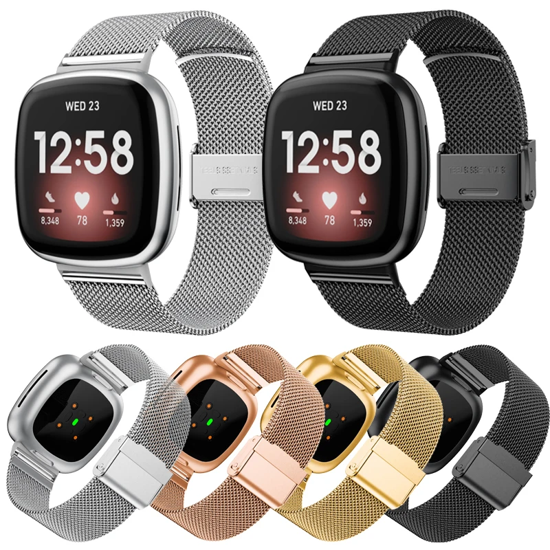 

Для Fitbit Versa 3, металлические браслеты из нержавеющей стали Fitbit Versa, Миланская петля для Fitbit Sense /Fitbi Versa3, аксессуары для умных часов