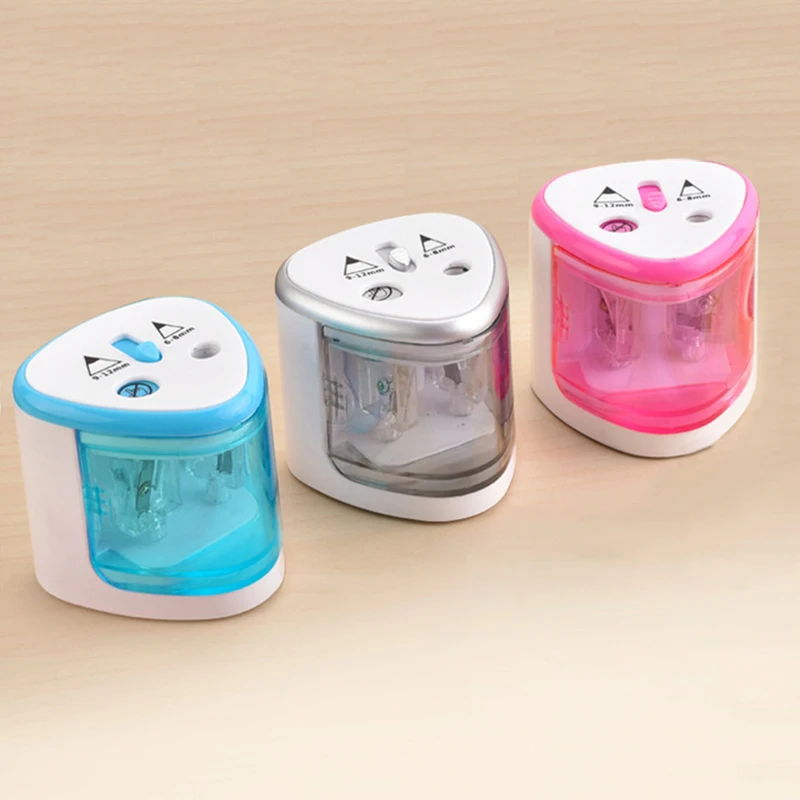 Pencil Sharpener Electric Pencil Sharpener Portable Double Hole for Student Classroom Home Office SMR88