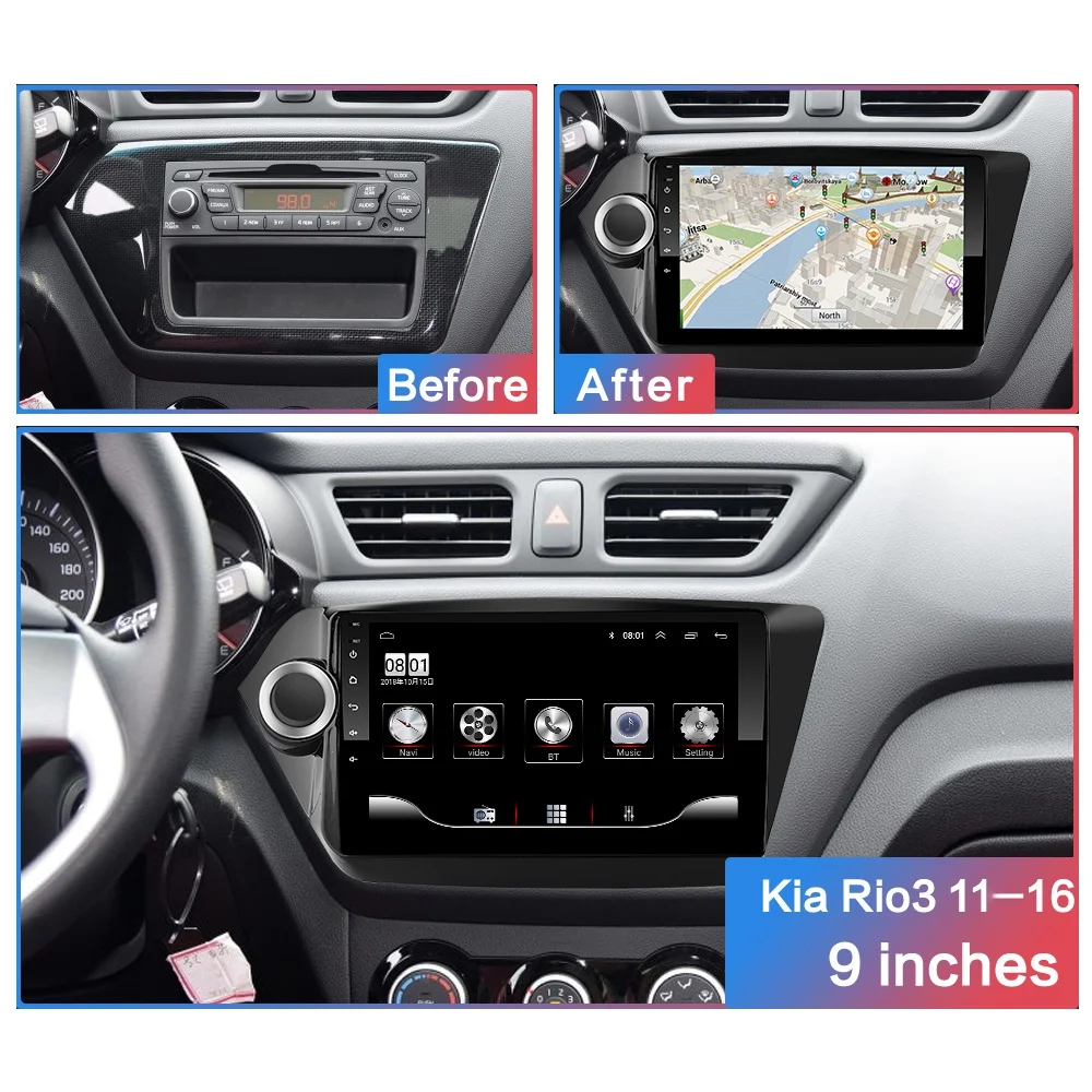 Новинка! " 2din Android 8,1 GO автомобильный dvd-плеер для Kia Rio 3 4 2011 2012 2013 2107 автомобильный Радио gps навигация wifi