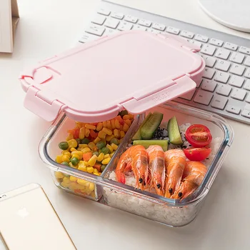 

Relea Container Microwave Oven Only Bowl Heating Separated Bento Box Students Boxes Going to Work Food Carrying Glass Container