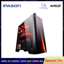 IPASON CHEAP Gaming PC Quad-Core AMD Ryzen3 2200G/DDR4 8G RAM/120G SSD/1T+240G  SSD Desktop Gaming Computers