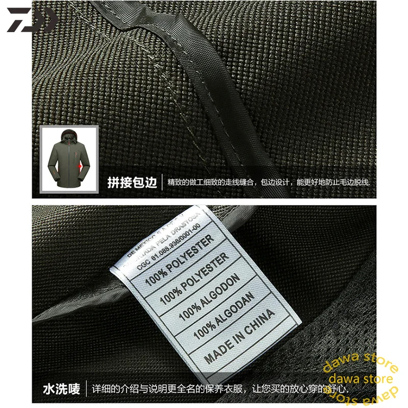 Waterproof Daiwa Fishing Jacket Autumn Winter Thick Thermal Fishing Clothes Men Zipper Solid Hiking Camping Fishing Clothing