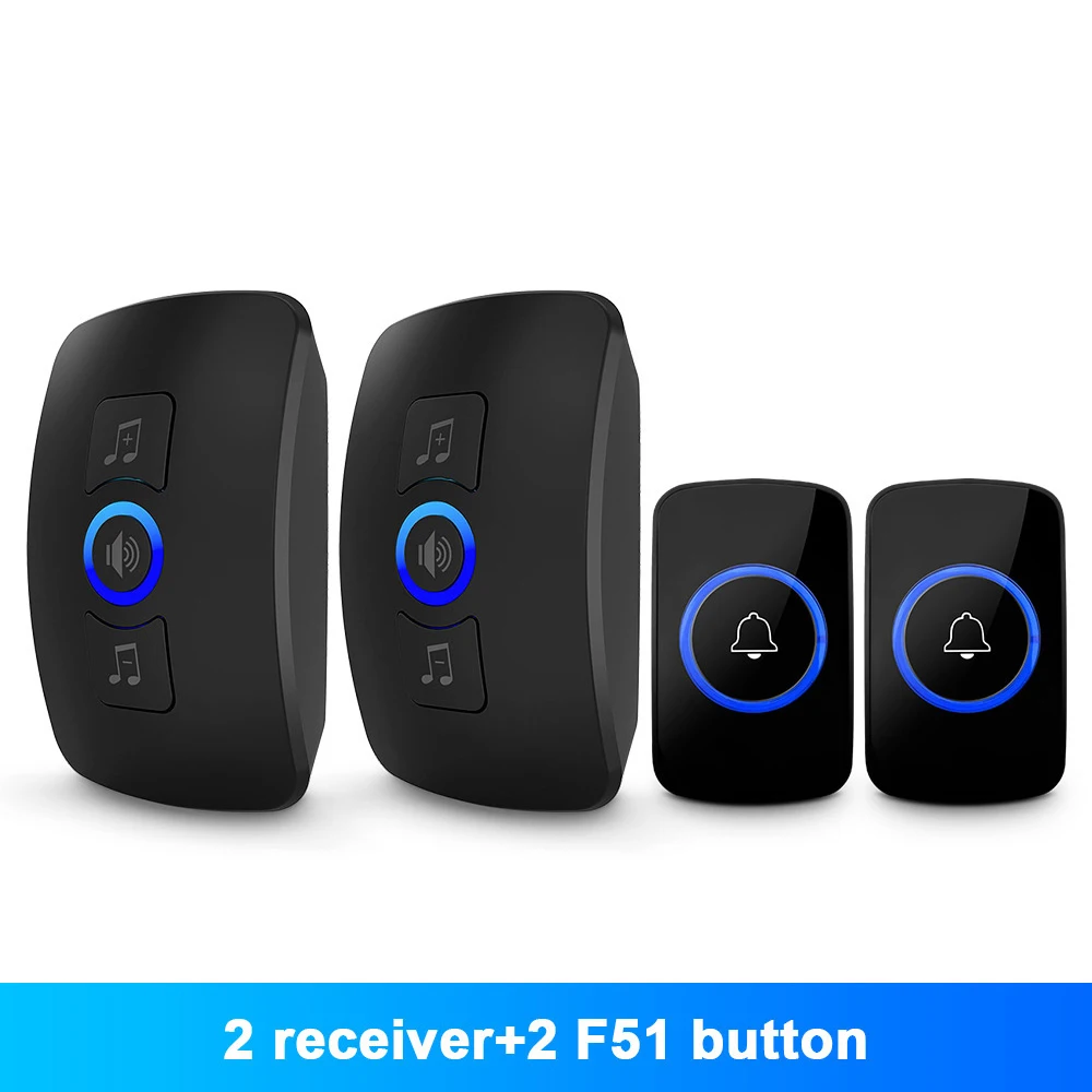 TOWODE Wireless Doorbell System EU Plug 433Mhz Home Security Welcome Smart Doorbell Kit 4 Level Volumes 32 Musics Adjustable door intercom Door Intercom Systems