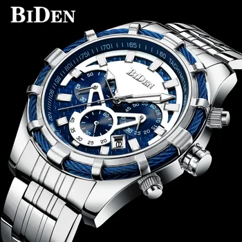 

Casual Sport Watches for Men Blue Top Brand Luxury Military Steel strip Wrist Watch Man Clock Fashion Chronograph Wristwatch